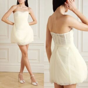 DANIELLE FRANKEL Bernie strapless draped tulle and satin mini dress US 2 $4990